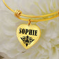 Sophie  v01 - 18k Gold Finished Heart Pendant Bangle Bracelet