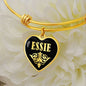 Essie v02 - 18k Gold Finished Heart Pendant Bangle Bracelet