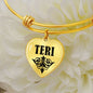 Teri  v01 - 18k Gold Finished Heart Pendant Bangle Bracelet