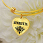 Henrietta  v01 - 18k Gold Finished Heart Pendant Bangle Bracelet