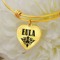 Eula  v01 - 18k Gold Finished Heart Pendant Bangle Bracelet