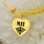 May  v01 - 18k Gold Finished Heart Pendant Bangle Bracelet