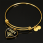 Hope v02 - 18k Gold Finished Heart Pendant Bangle Bracelet