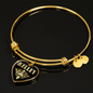 Kelley v02 - 18k Gold Finished Heart Pendant Bangle Bracelet