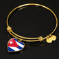 Cuban Flag - 18k Gold Finished Heart Pendant Bangle Bracelet