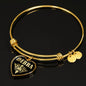 Debra v02 - 18k Gold Finished Heart Pendant Bangle Bracelet