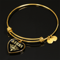 Kerry v02 - 18k Gold Finished Heart Pendant Bangle Bracelet