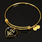 Ana v02 - 18k Gold Finished Heart Pendant Bangle Bracelet