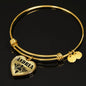 Andrea v01 - 18k Gold Finished Heart Pendant Bangle Bracelet