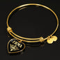 Erma v02 - 18k Gold Finished Heart Pendant Bangle Bracelet