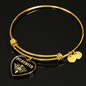 Meredith v02 - 18k Gold Finished Heart Pendant Bangle Bracelet