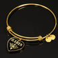 Karen v02 - 18k Gold Finished Heart Pendant Bangle Bracelet