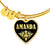 Amanda v02 - 18k Gold Finished Heart Pendant Bangle Bracelet