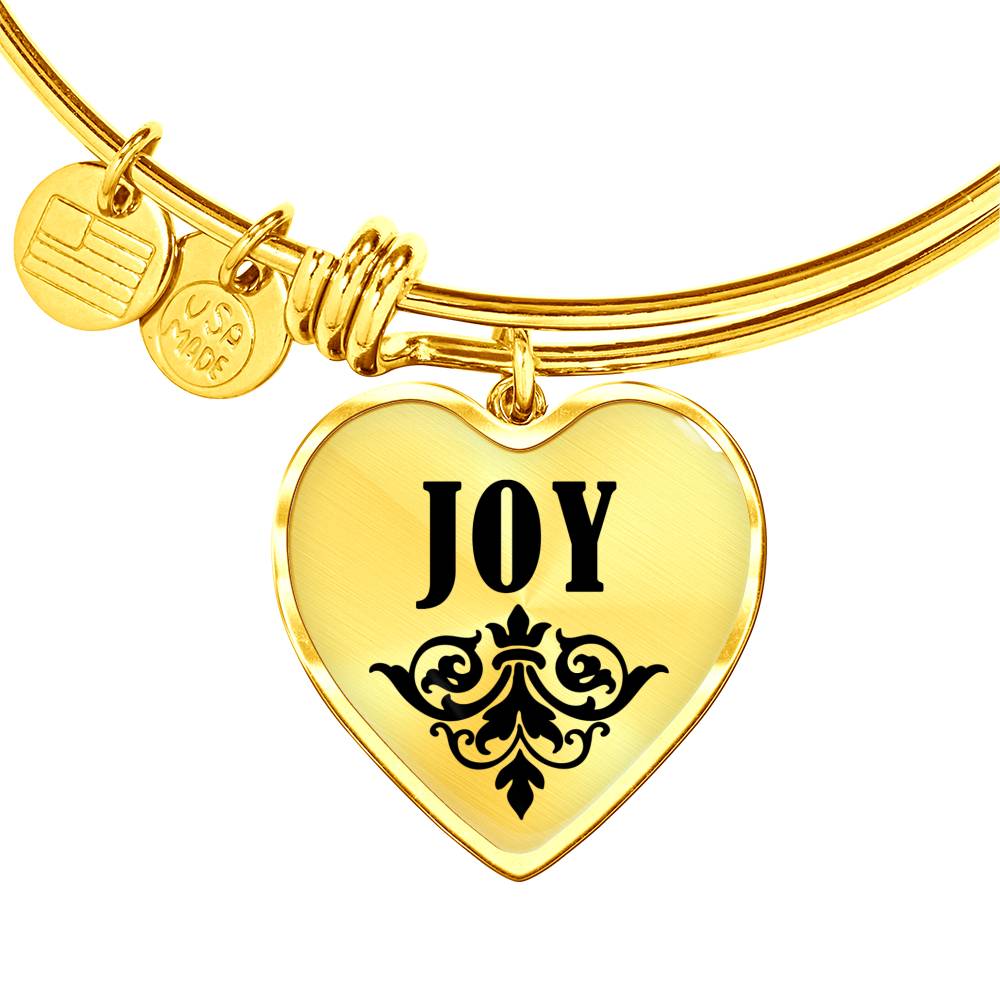 Joy v01 - 18k Gold Finished Heart Pendant Bangle Bracelet