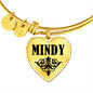 Mindy  v01 - 18k Gold Finished Heart Pendant Bangle Bracelet