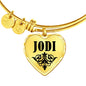 Jodi v01 - 18k Gold Finished Heart Pendant Bangle Bracelet