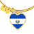 Salvadoran Flag - 18k Gold Finished Heart Pendant Bangle Bracelet