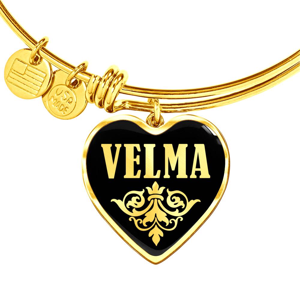 Velma v02 - 18k Gold Finished Heart Pendant Bangle Bracelet