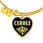 Carole v02 - 18k Gold Finished Heart Pendant Bangle Bracelet