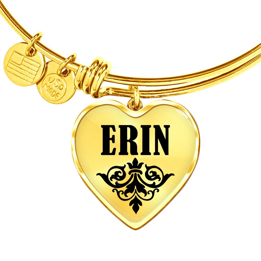 Erin v01 - 18k Gold Finished Heart Pendant Bangle Bracelet