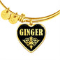 Ginger v02 - 18k Gold Finished Heart Pendant Bangle Bracelet