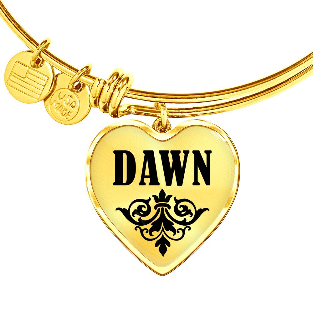 Dawn v01 - 18k Gold Finished Heart Pendant Bangle Bracelet