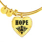 Hope  v01 - 18k Gold Finished Heart Pendant Bangle Bracelet