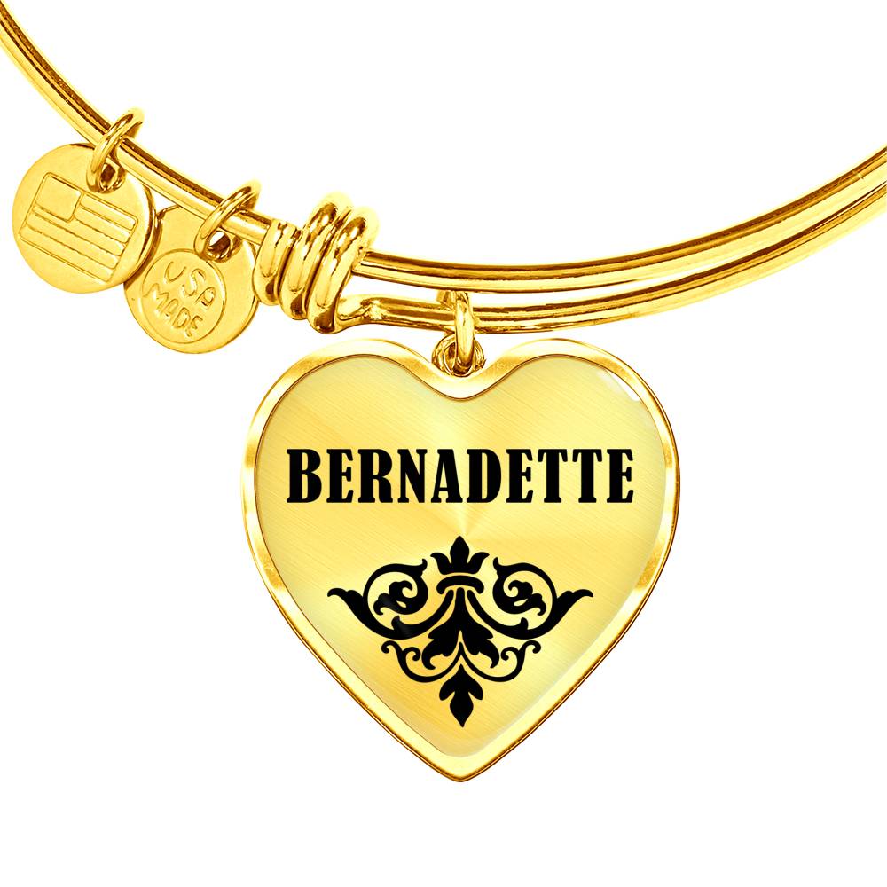 Bernadette v01 - 18k Gold Finished Heart Pendant Bangle Bracelet