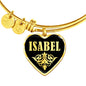 Isabel v02 - 18k Gold Finished Heart Pendant Bangle Bracelet