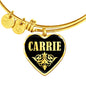 Carrie v02 - 18k Gold Finished Heart Pendant Bangle Bracelet