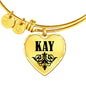 Kay v01 - 18k Gold Finished Heart Pendant Bangle Bracelet