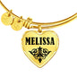 Melissa v01 - 18k Gold Finished Heart Pendant Bangle Bracelet