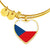 Czech Flag - 18k Gold Finished Heart Pendant Bangle Bracelet