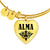 Alma v01 - 18k Gold Finished Heart Pendant Bangle Bracelet