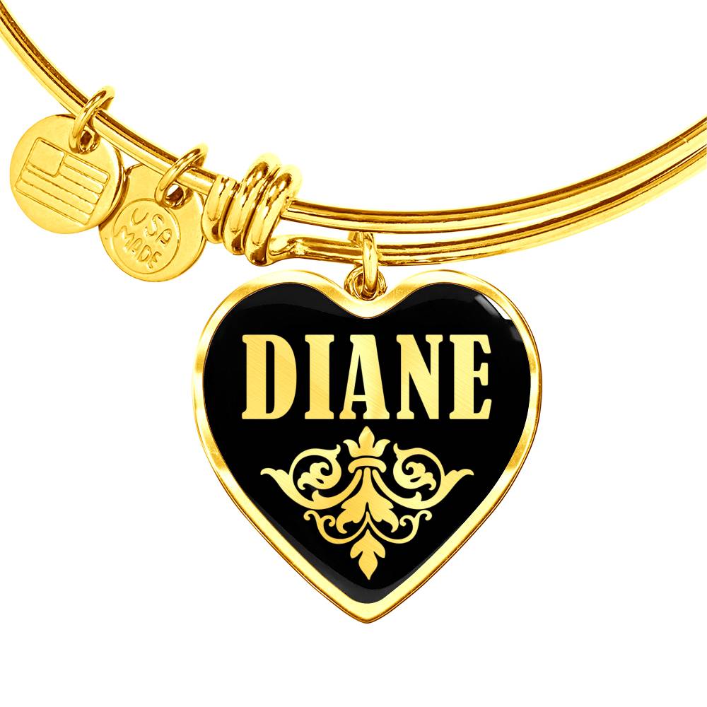 Diane v02 - 18k Gold Finished Heart Pendant Bangle Bracelet