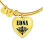 Edna v01 - 18k Gold Finished Heart Pendant Bangle Bracelet