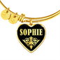 Sophie v02 - 18k Gold Finished Heart Pendant Bangle Bracelet