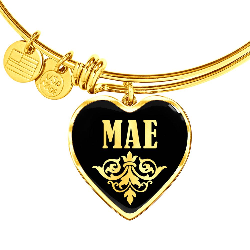 Mae v02 - 18k Gold Finished Heart Pendant Bangle Bracelet
