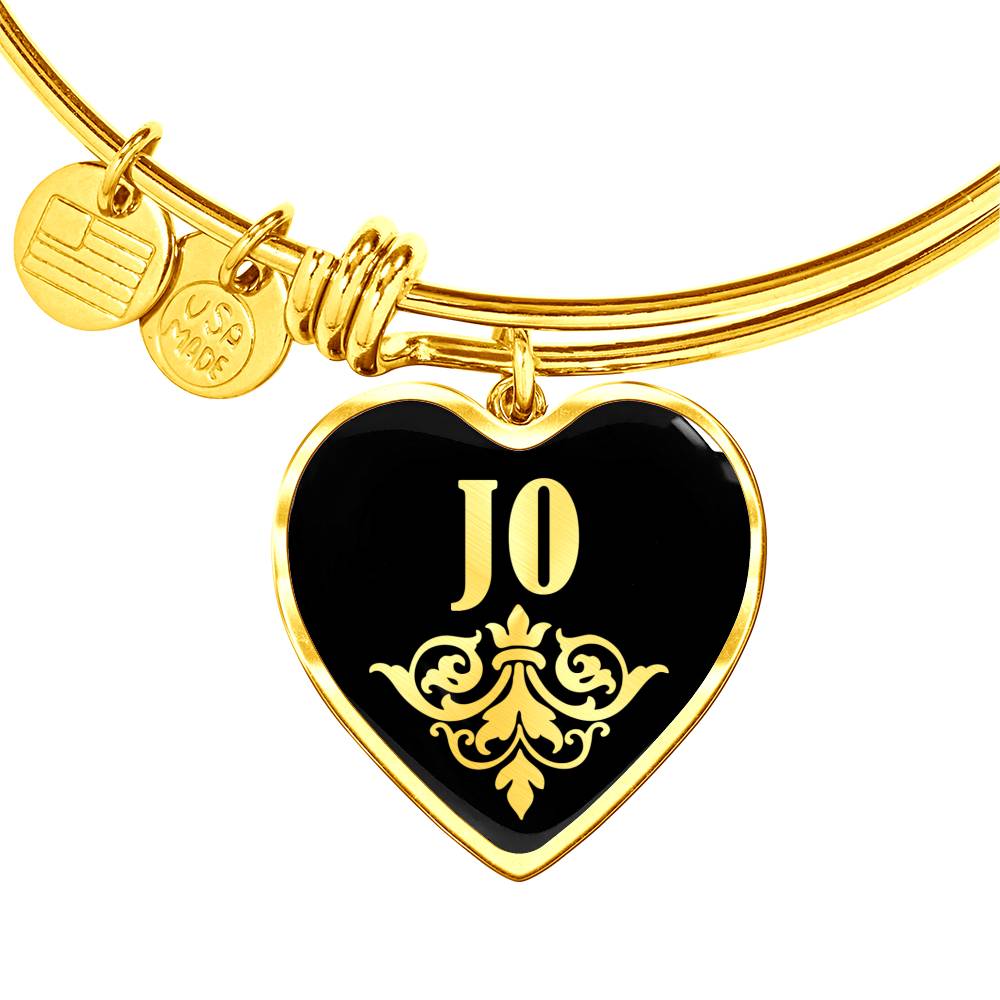 Jo v02 - 18k Gold Finished Heart Pendant Bangle Bracelet