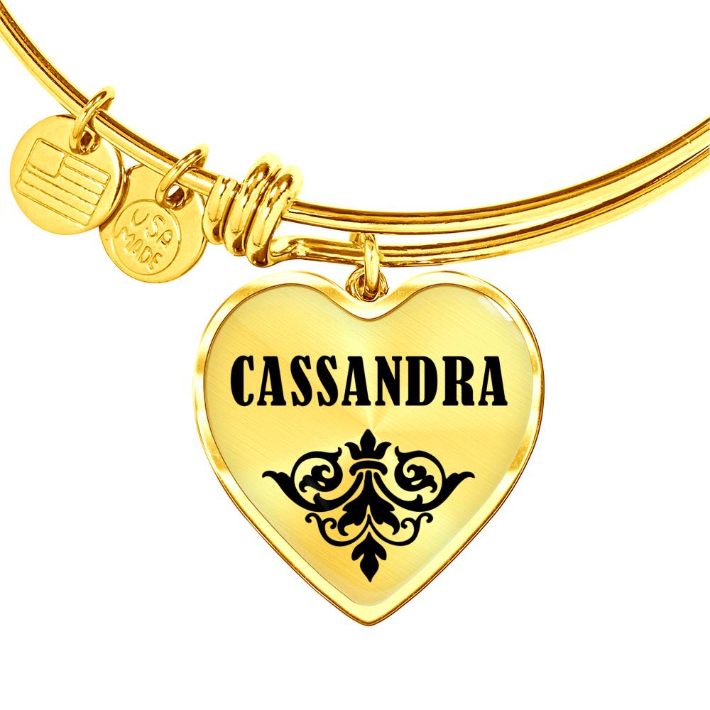 Cassandra v01 - 18k Gold Finished Heart Pendant Bangle Bracelet