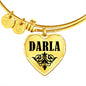 Darla  v01 - 18k Gold Finished Heart Pendant Bangle Bracelet