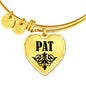 Pat v01 - 18k Gold Finished Heart Pendant Bangle Bracelet