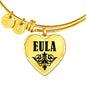 Eula  v01 - 18k Gold Finished Heart Pendant Bangle Bracelet