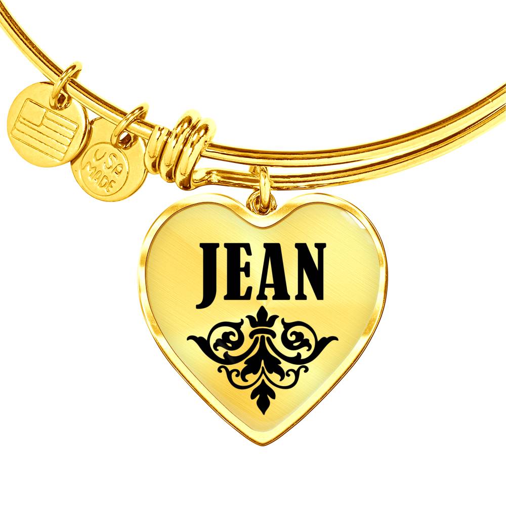 Jean v01 - 18k Gold Finished Heart Pendant Bangle Bracelet