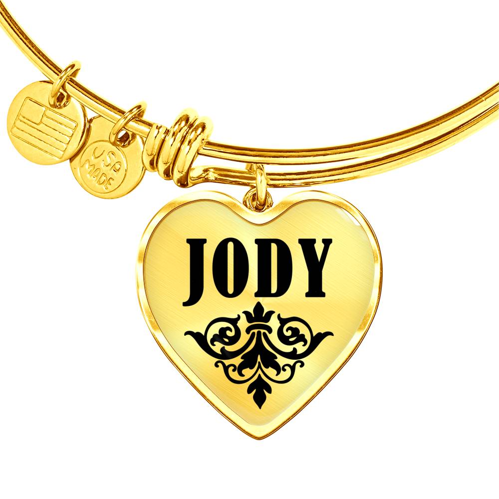 Jody v01 - 18k Gold Finished Heart Pendant Bangle Bracelet