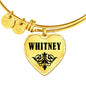 Whitney v01 - 18k Gold Finished Heart Pendant Bangle Bracelet