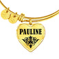 Pauline v01 - 18k Gold Finished Heart Pendant Bangle Bracelet