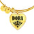 Dora v01 - 18k Gold Finished Heart Pendant Bangle Bracelet