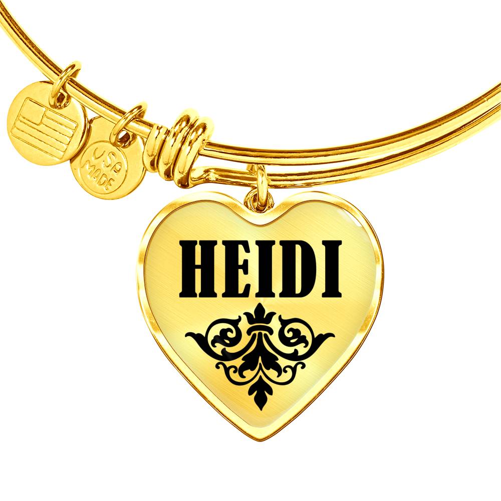 Heidi v01 - 18k Gold Finished Heart Pendant Bangle Bracelet