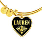 Lauren v02 - 18k Gold Finished Heart Pendant Bangle Bracelet